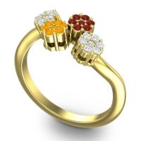 Simple Floral Pave Devana Ring
