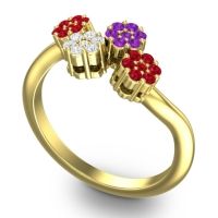 Simple Floral Pave Devana Ring