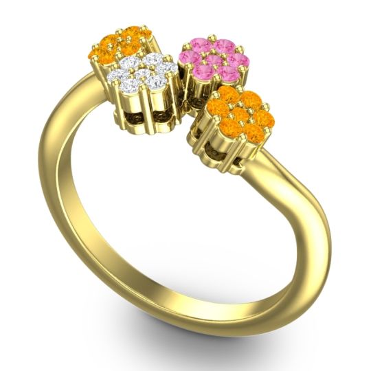 Simple Floral Pave Devana Ring