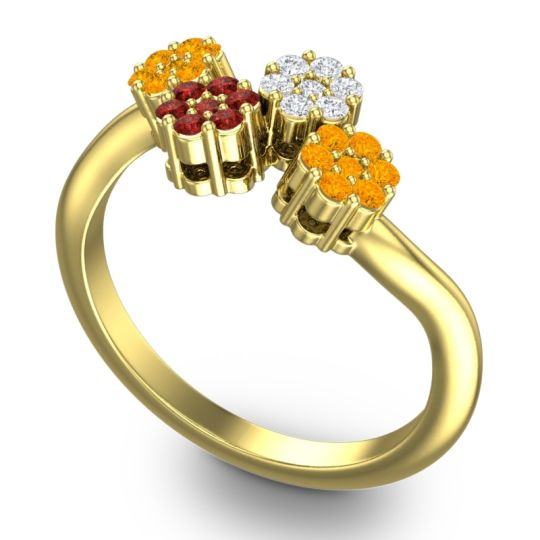 Simple Floral Pave Devana Ring