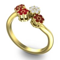 Simple Floral Pave Devana Ring