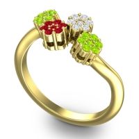 Simple Floral Pave Devana Ring