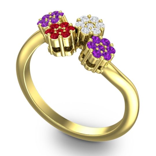 Simple Floral Pave Devana Ring