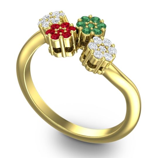 Simple Floral Pave Devana Ring