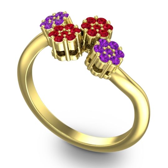 Simple Floral Pave Devana Ring