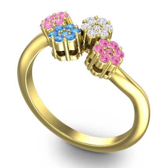 Simple Floral Pave Devana Ring