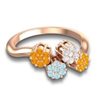 Simple Floral Pave Devana Ring