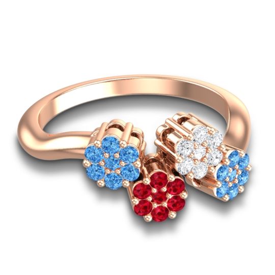 Simple Floral Pave Devana Ring