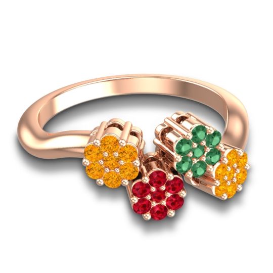 Simple Floral Pave Devana Ring