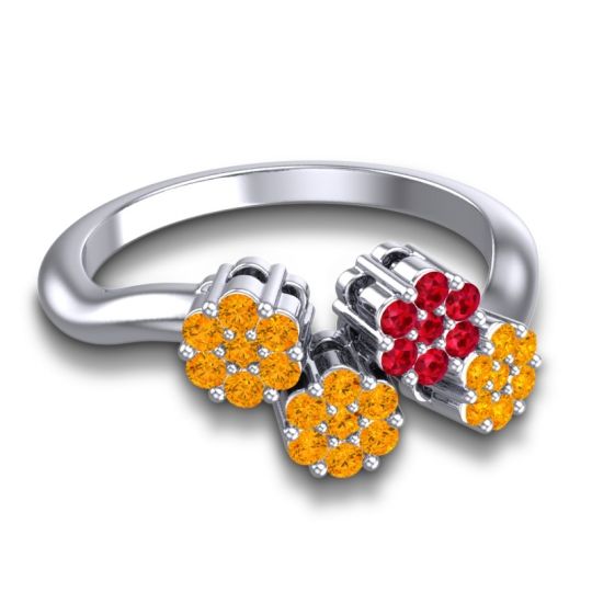 Simple Floral Pave Devana Ring