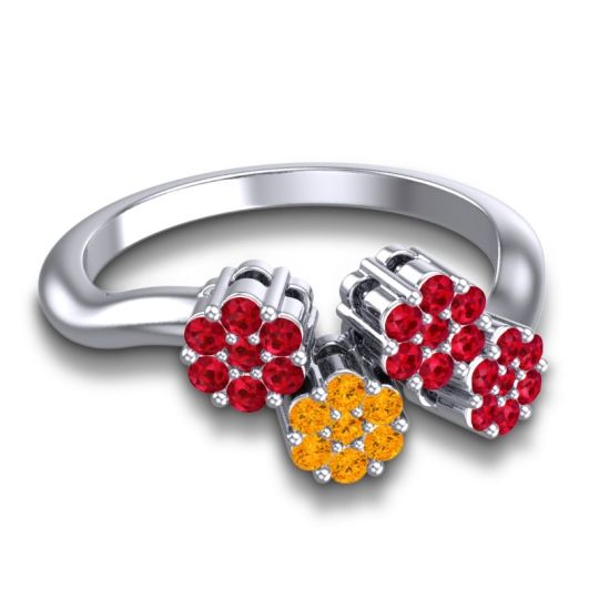 Simple Floral Pave Devana Ring