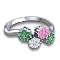 Simple Floral Pave Devana Ring