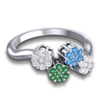 Simple Floral Pave Devana Ring