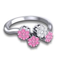 Simple Floral Pave Devana Ring