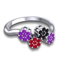 Simple Floral Pave Devana Ring