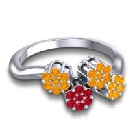 Simple Floral Pave Devana Ring
