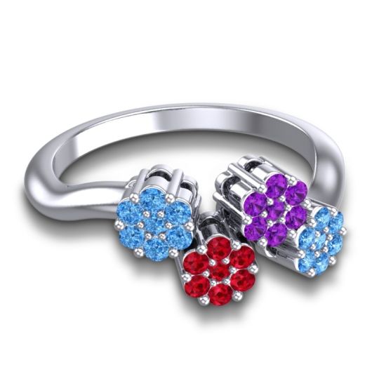 Simple Floral Pave Devana Ring