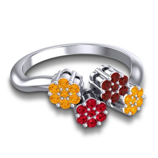 Simple Floral Pave Devana Ring