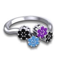 Simple Floral Pave Devana Ring
