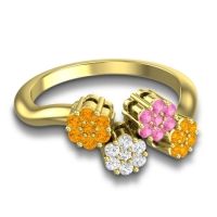 Simple Floral Pave Devana Ring