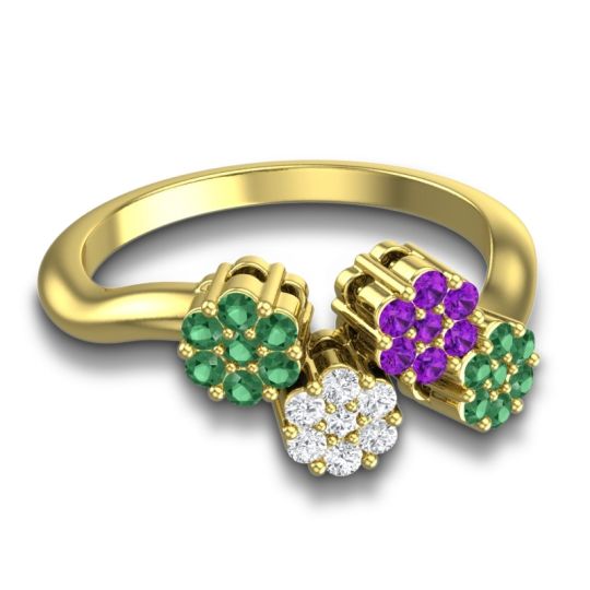 Simple Floral Pave Devana Ring