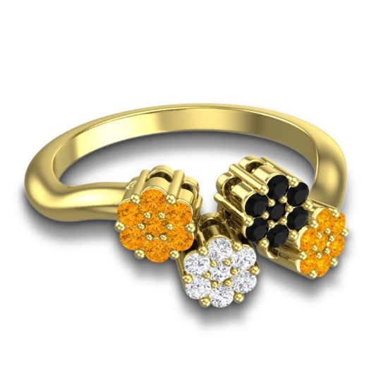 Simple Floral Pave Devana Ring