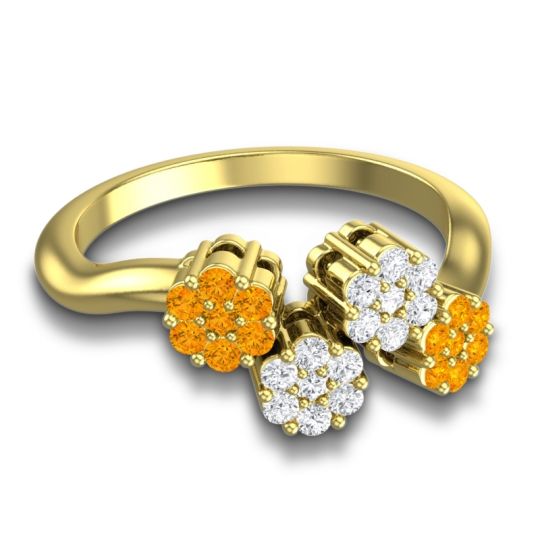 Simple Floral Pave Devana Ring