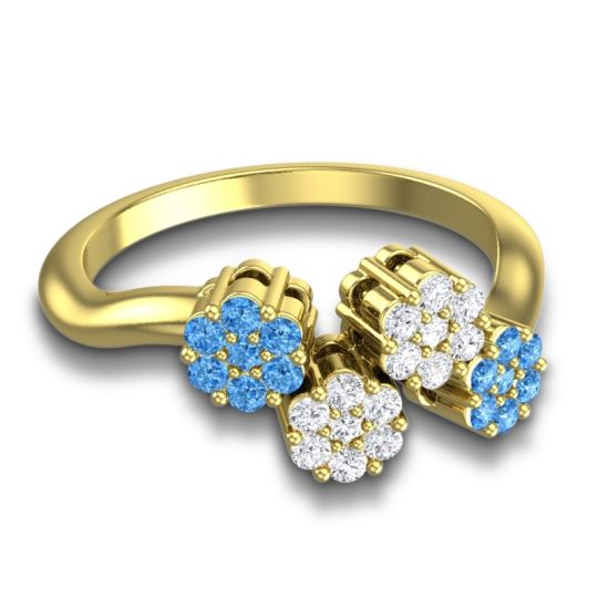 Simple Floral Pave Devana Ring