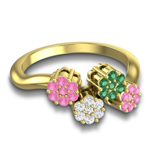 Simple Floral Pave Devana Ring