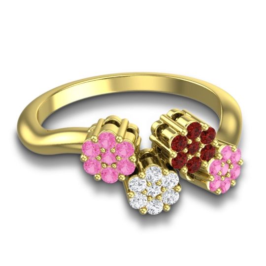 Simple Floral Pave Devana Ring