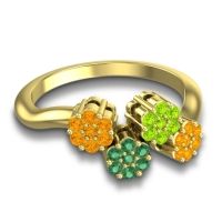 Simple Floral Pave Devana Ring
