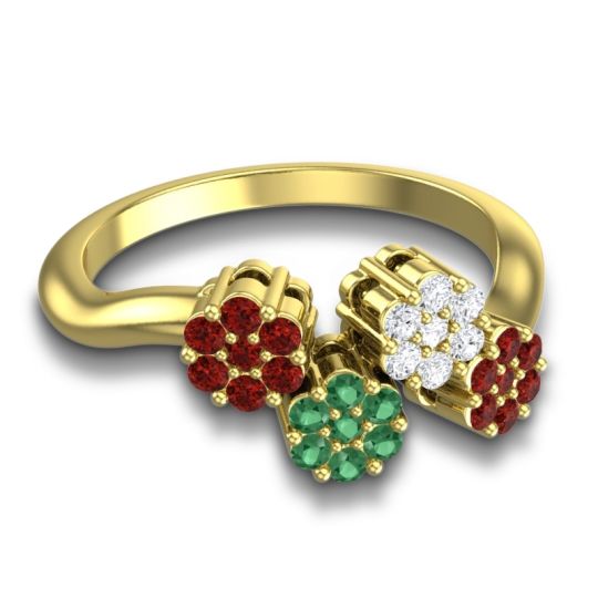 Simple Floral Pave Devana Ring