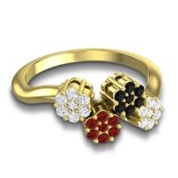 Simple Floral Pave Devana Ring