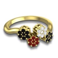 Simple Floral Pave Devana Ring