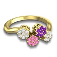 Simple Floral Pave Devana Ring