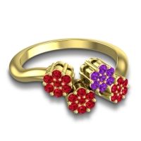 Simple Floral Pave Devana Ring