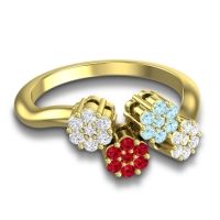 Simple Floral Pave Devana Ring