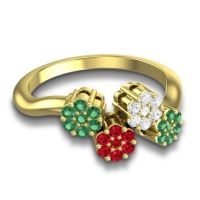 Simple Floral Pave Devana Ring
