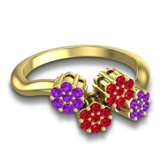 Simple Floral Pave Devana Ring
