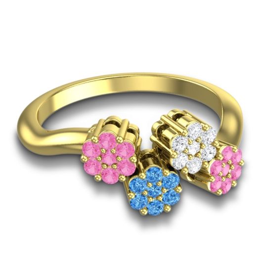 Simple Floral Pave Devana Ring