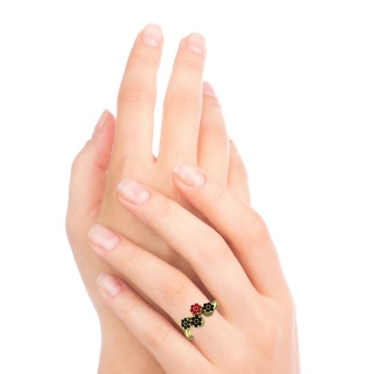 Simple Floral Pave Devana Ring