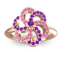 Amethyst Fashion Ring In 14K Rose Gold With Pink Tourmaline – Carati Statement Ring