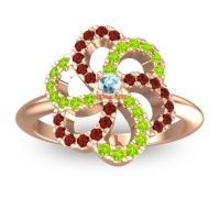 Aquamarine Fashion Ring In 14K Rose Gold With Peridot And Garnet – Carati Statement Ring