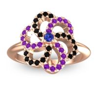 Blue Sapphire Fashion Ring In 14K Rose Gold With Amethyst And Black Onyx – Carati Statement Ring