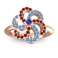 Blue Sapphire Fashion Ring In 14K Rose Gold With Swiss Blue Topaz And Garnet – Carati Statement Ring