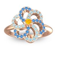 Citrine Fashion Ring In 14K Rose Gold With Aquamarine And Swiss Blue Topaz – Carati Statement Ring