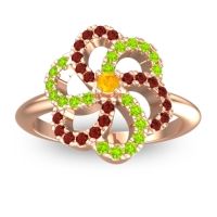 Citrine Fashion Ring In 14K Rose Gold With Peridot And Garnet – Carati Statement Ring