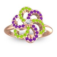 Diamond Fashion Ring In 14K Rose Gold With Amethyst And Peridot – Carati Statement Ring