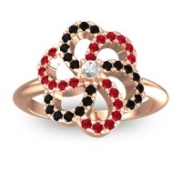 Diamond Fashion Ring In 14K Rose Gold With Ruby And Black Onyx – Carati Statement Ring