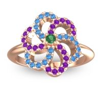 Emerald Fashion Ring In 14K Rose Gold With Amethyst And Swiss Blue Topaz – Carati Statement Ring